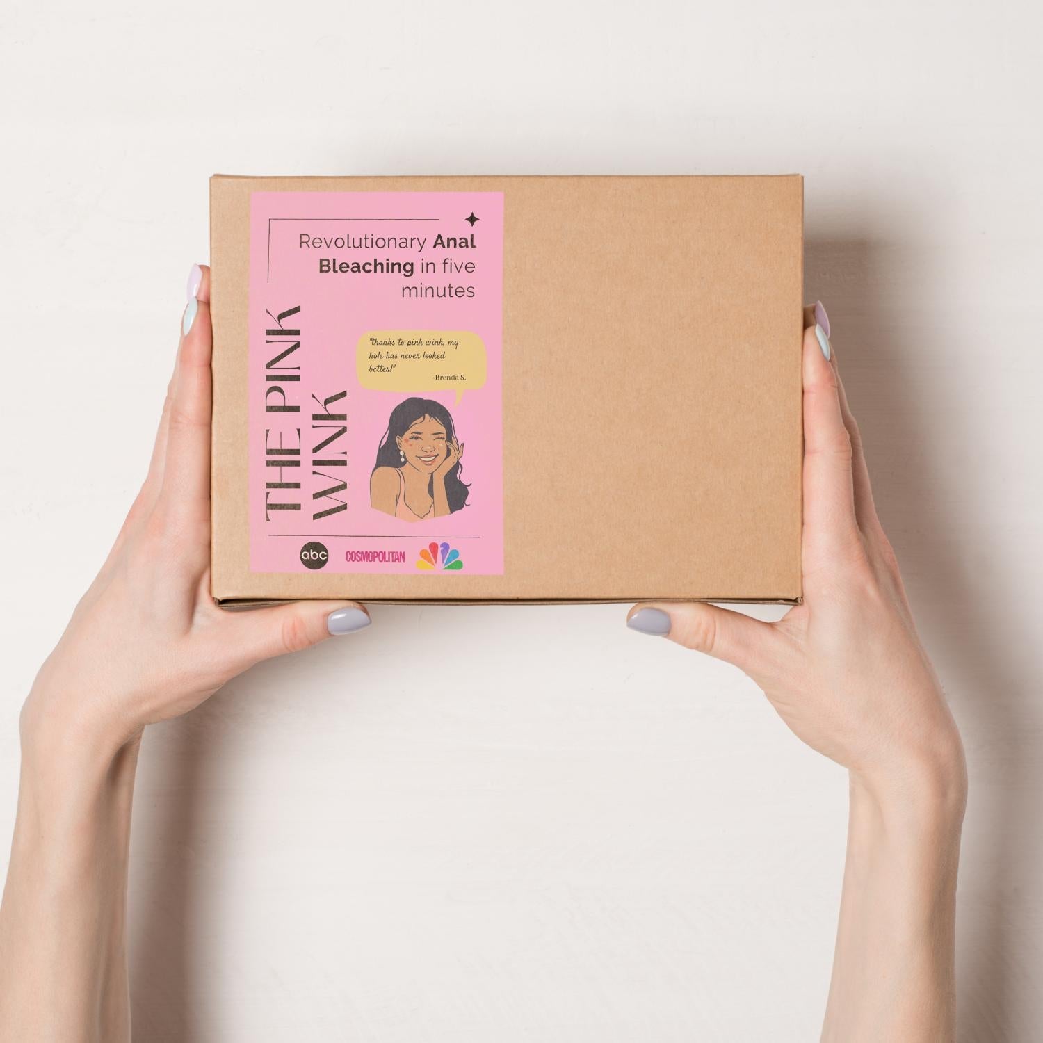 Product listing for prank mail package pink wink