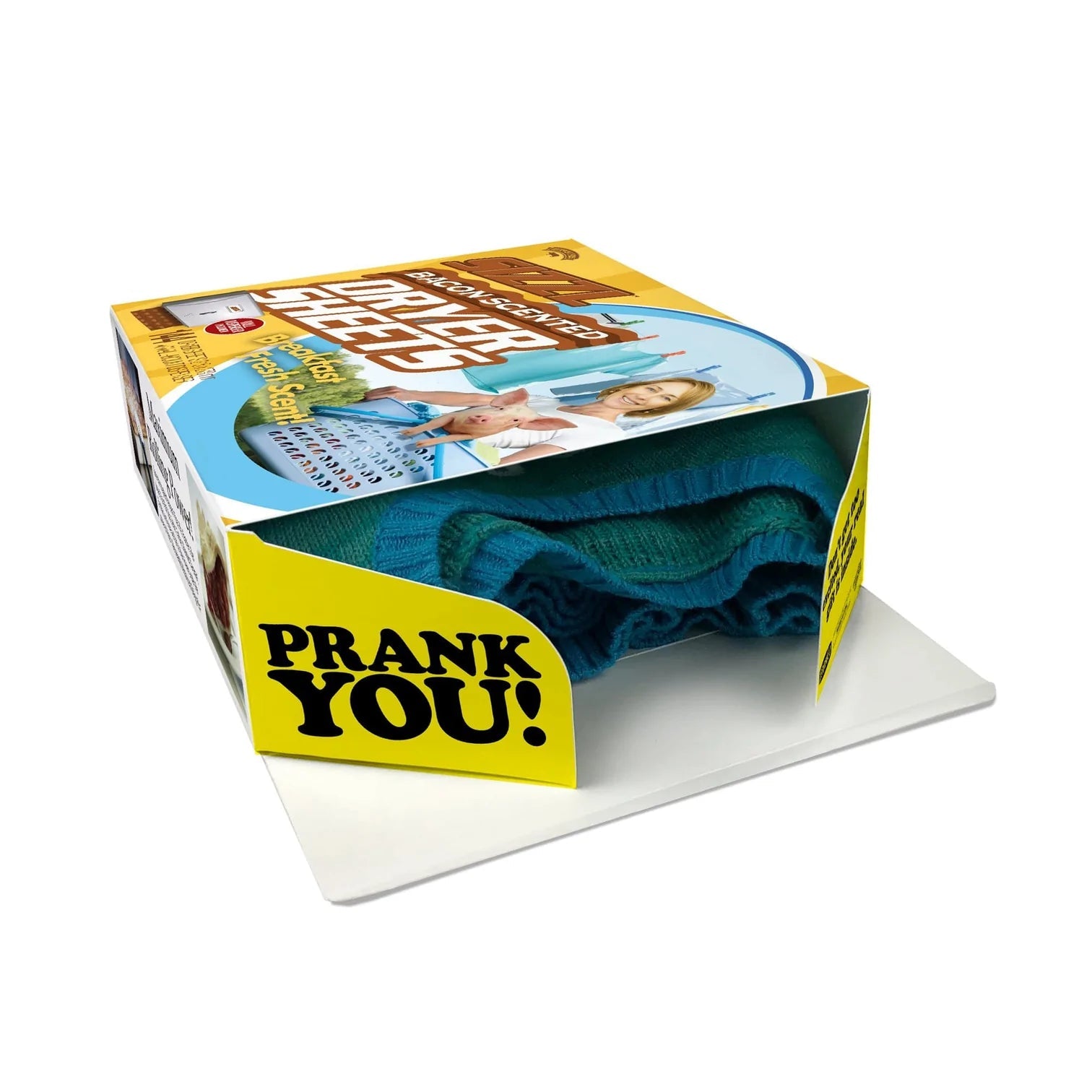 Bacon Scented Dryer Sheets - Prank Gift Box Pranks Anonymous send hilarious pranks and gag gifts to your friends or family.