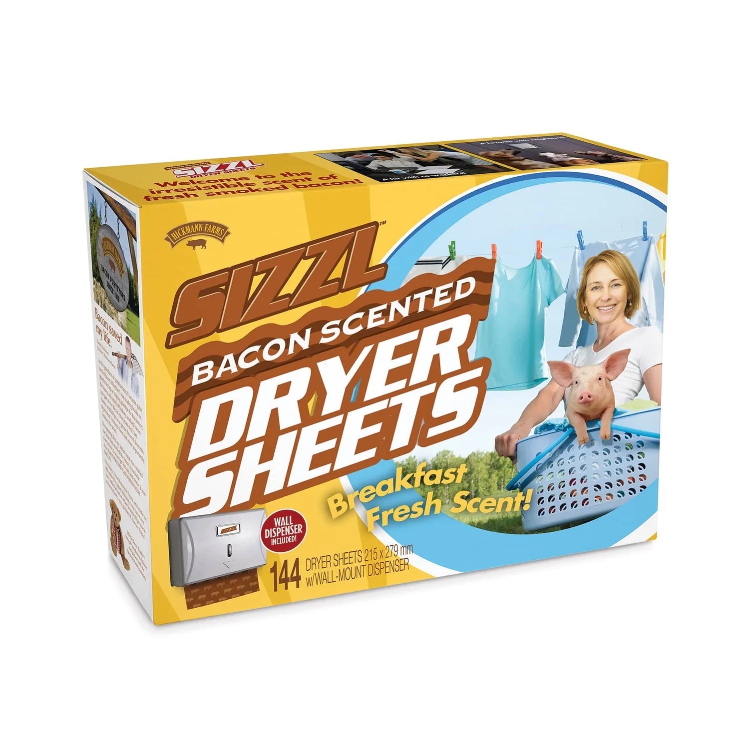 Bacon Scented Dryer Sheets - Prank Gift Box Pranks Anonymous send hilarious pranks and gag gifts to your friends or family.