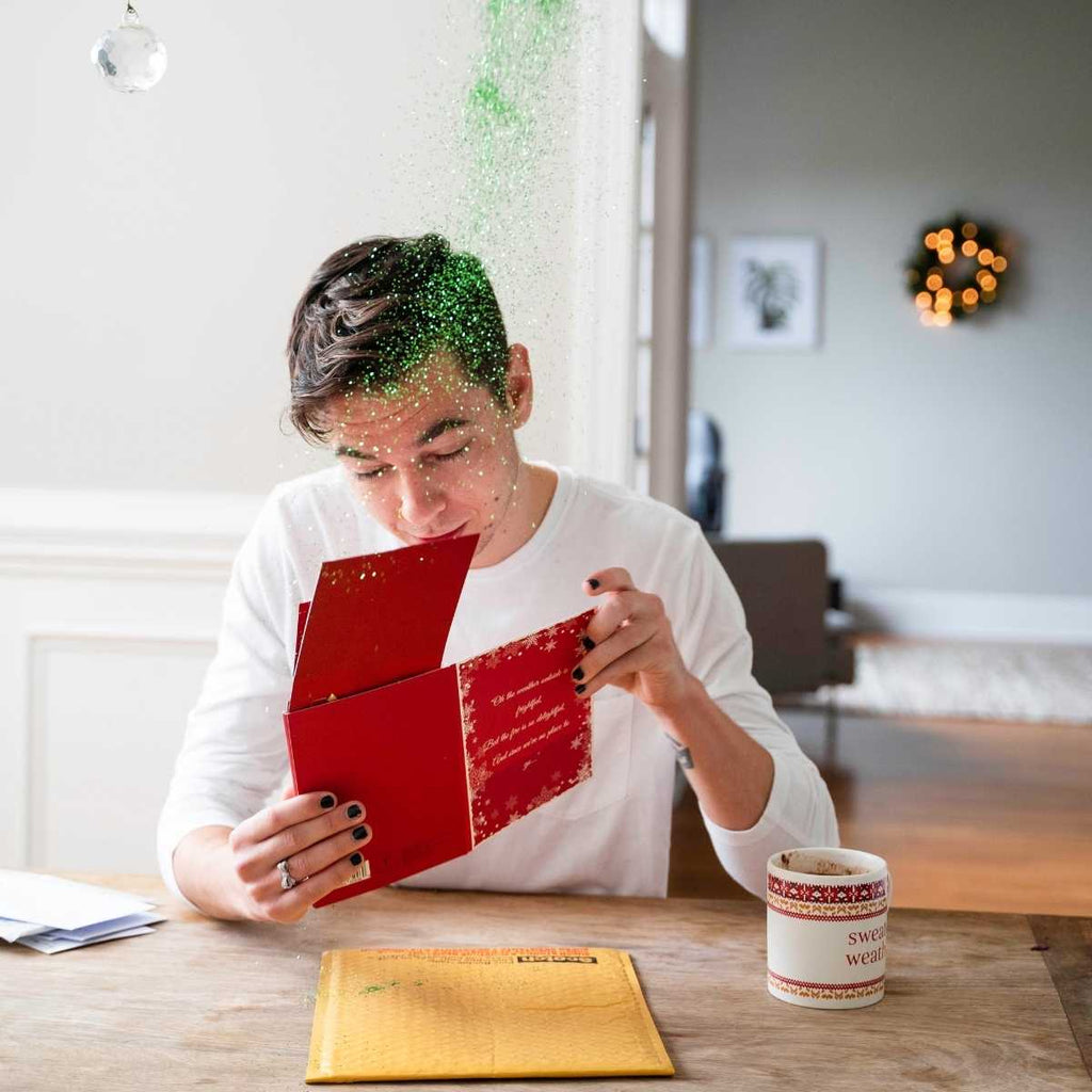 Let It Snow Glitter Bomb Card Pranks Anonymous send hilarious pranks and gag gifts to your friends or family.
