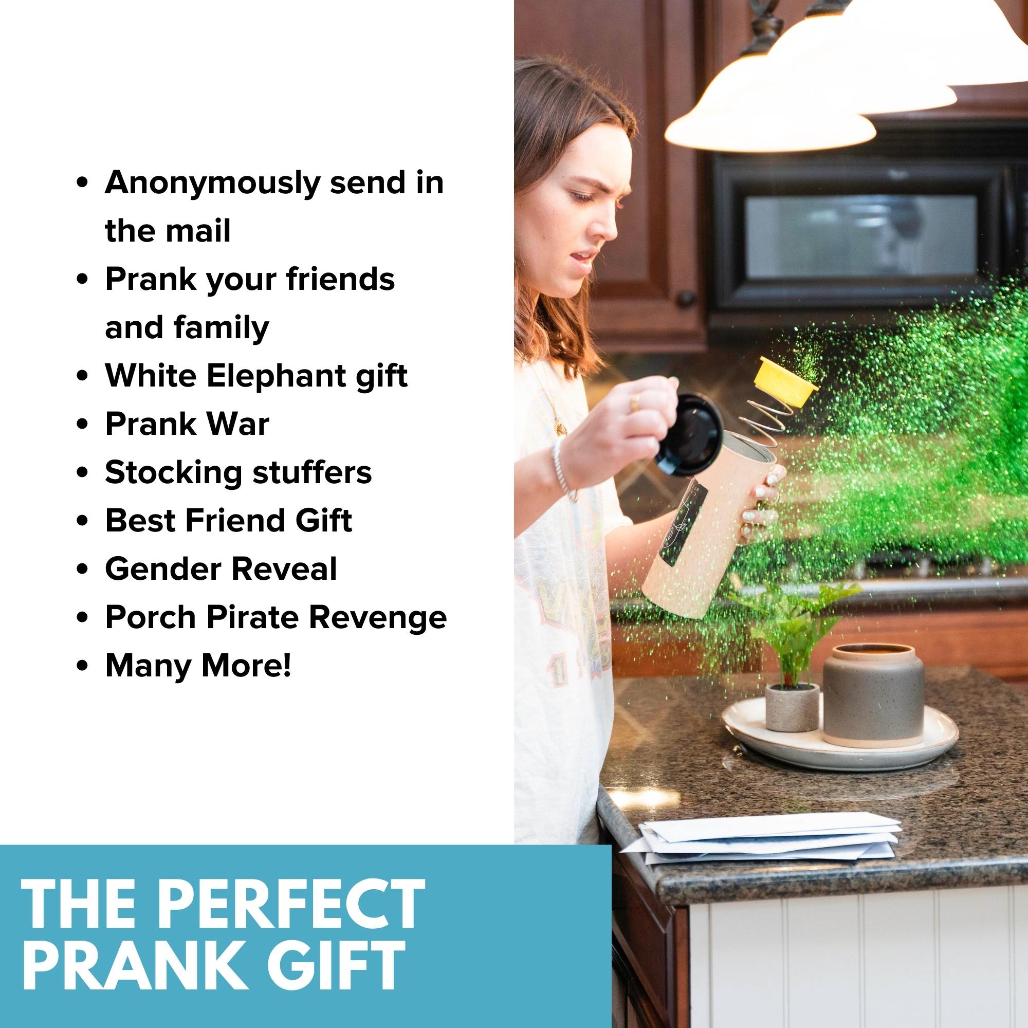 Spring Loaded Glitter Bomb Pranks Anonymous send hilarious pranks and gag gifts to your friends or family.